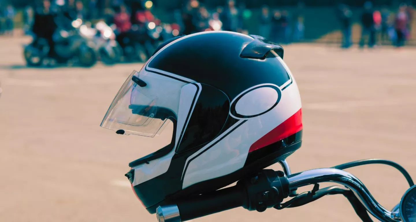 Motorcycle helmet on New Jersey rider PIP insurance